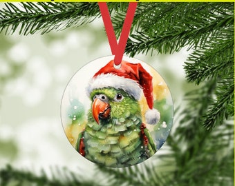 Santa Parrot 2 Exotic Pet Bird Christmas Digital PNG - Instant Download - Ornament, Holiday Gift Tags, DIY Craft, Handmade Gifts