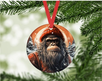 Bigfoot Christmas 11 Digital png File - sasquatch Instant Download - Snowy Winter Fantasy Cryptid Ornament, Gift Tag, diy craft Graphic