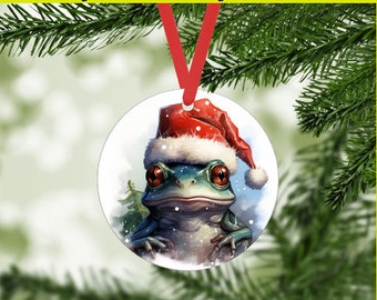 Santa Red Eye Tree Frog 3 Christmas Ornament Digital PNG - Rainforest Animals - Holiday Gift Tags - DIY Crafts - Kids Nursery Decor