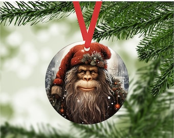 Bigfoot Santa Christmas 16 Digital png File - sasquatch Instant Download - Winter Fantasy sci Fi Cryptid Ornament, Gift Tag, craft Graphic