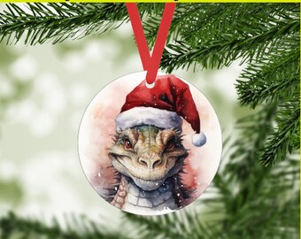 Christmas Santa Dragon 7 Digital png file - Dinosaur Ornament, Holiday Gift Tags, DIY Personalized Crafts - DND Role Playing - Gift for Teen