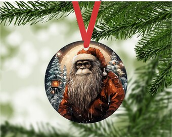 Bigfoot Santa Christmas 10 - Digital png File - sasquatch Instant Download - Winter sci Fi Fantasy Cryptid Ornament, Gift Tag, diy Graphic