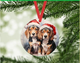 Beagle Christmas Ornament - dog breeds 2 - Digital png file - instant download - diy craft projects, homemade holiday gift tags - pet rescue