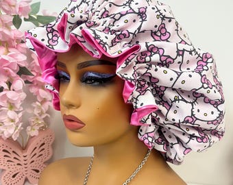 HK  Bubblegum Pink Adjustable Cotton Satin Lined Bonnet