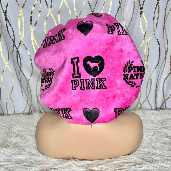 Pink Inspired Black Satin Reversible Bonnet LIMITED Item