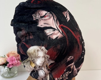 Dracula Satin lined Adjustable Plush Bonnet