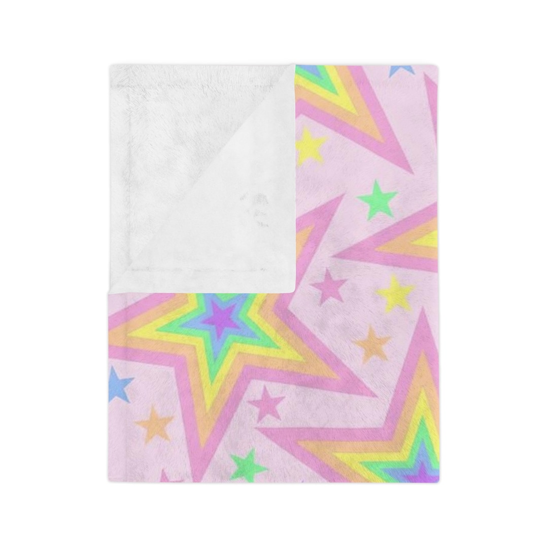 Rainbow, Stars, Light, Pink Plush Blanket Etsy