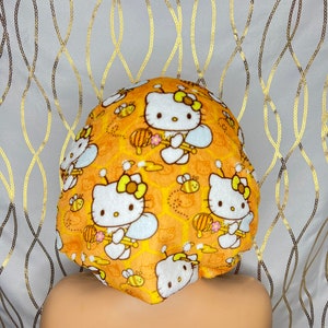 Honey kitty bonnet Plush Satin Reversible Bonnet