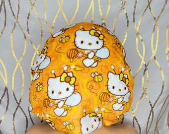 Honey kitty bonnet Plush Satin Reversible Bonnet