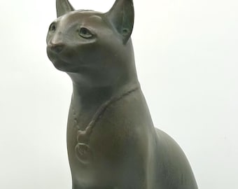 Vintage Tall Alva Museum Replica Bastet Cat Sculpture, Alvastone Statue, Mid-Century Egyptian Revival Decor