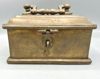 Antique Anglo-Indian Heavy Brass Betel Box Pandan fSpice Casket
