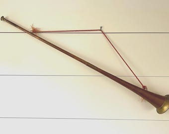 Vintage Copper Fox Hunting Horn, Decorative English Hunt Style Brass Bugle, Equestrian Decor