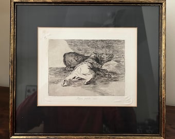 Framed Goya Etching, Disasters of War, Framed Antique Print