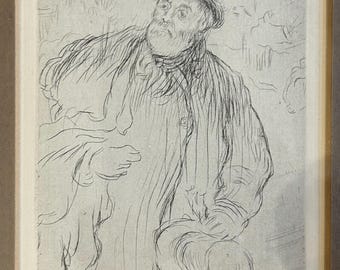 Jean-Francois Raffaelli Original Framed Drypoint Etching "Le Marchand d'Habits" 1895 Antique French Art