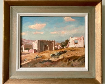Helmut Gransow (1921-2012) Canadian Oil on Board Landscape Painting Pozos Mexico