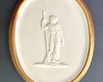 Placa de porcelana Chelsea House Port Royale: Figura masculina clásica, marco dorado, Italia