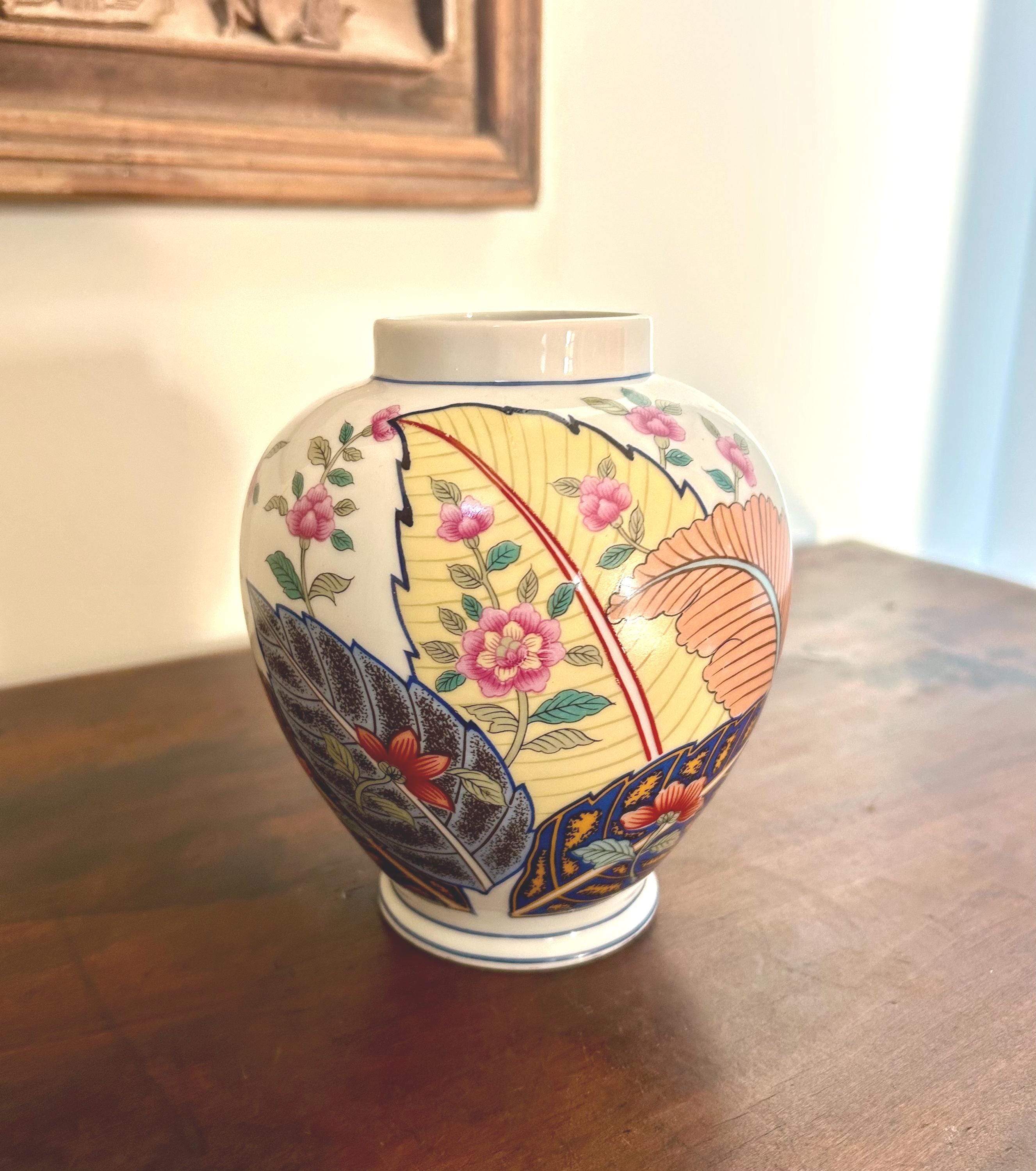 Seymour Mann Tobacco Leaf Ginger Jar, Fine China Vase, Asian display picture 1
