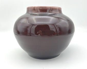 Pisgah Forest Pottery Vase 1949 Signed Stephen Aubergine Oxblood Glaze Hand Thrown Mid Century North Carolina Art Pottery 5" Globe Vessel