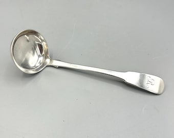 Antique 19th Century Scottish Sterling Silver Fiddle Pattern Laddle, 5.75"