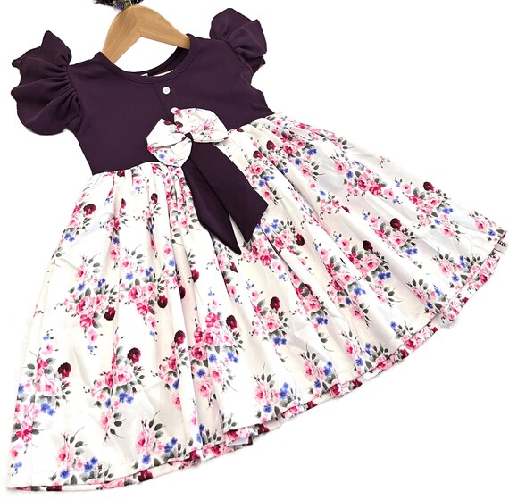 floral print ruffle trim belted dress