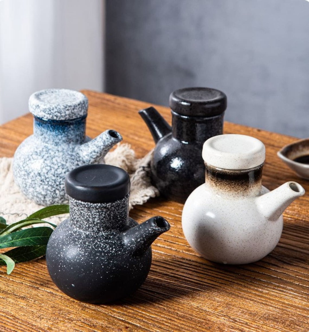 Japanese Soy Sauce Dispenser Contemporary Ceramic Oil Vinegar Dispenser
