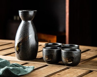 Sake Set Ceramic Sake Set, Japanese Sake Cup Set, Sake Pot, Wine Dispenser  & Cup, Japanese Drinking Glasses Set,dad's Gift 