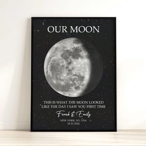 Stampa personalizzata con fase lunare &quot;The Night We Met&quot; - Regalo per il primo anniversario di coppia con fase lunare, regalo personalizzato per coppie con fase lunare in base alla data - SOLO ARCHIVIAZIONE