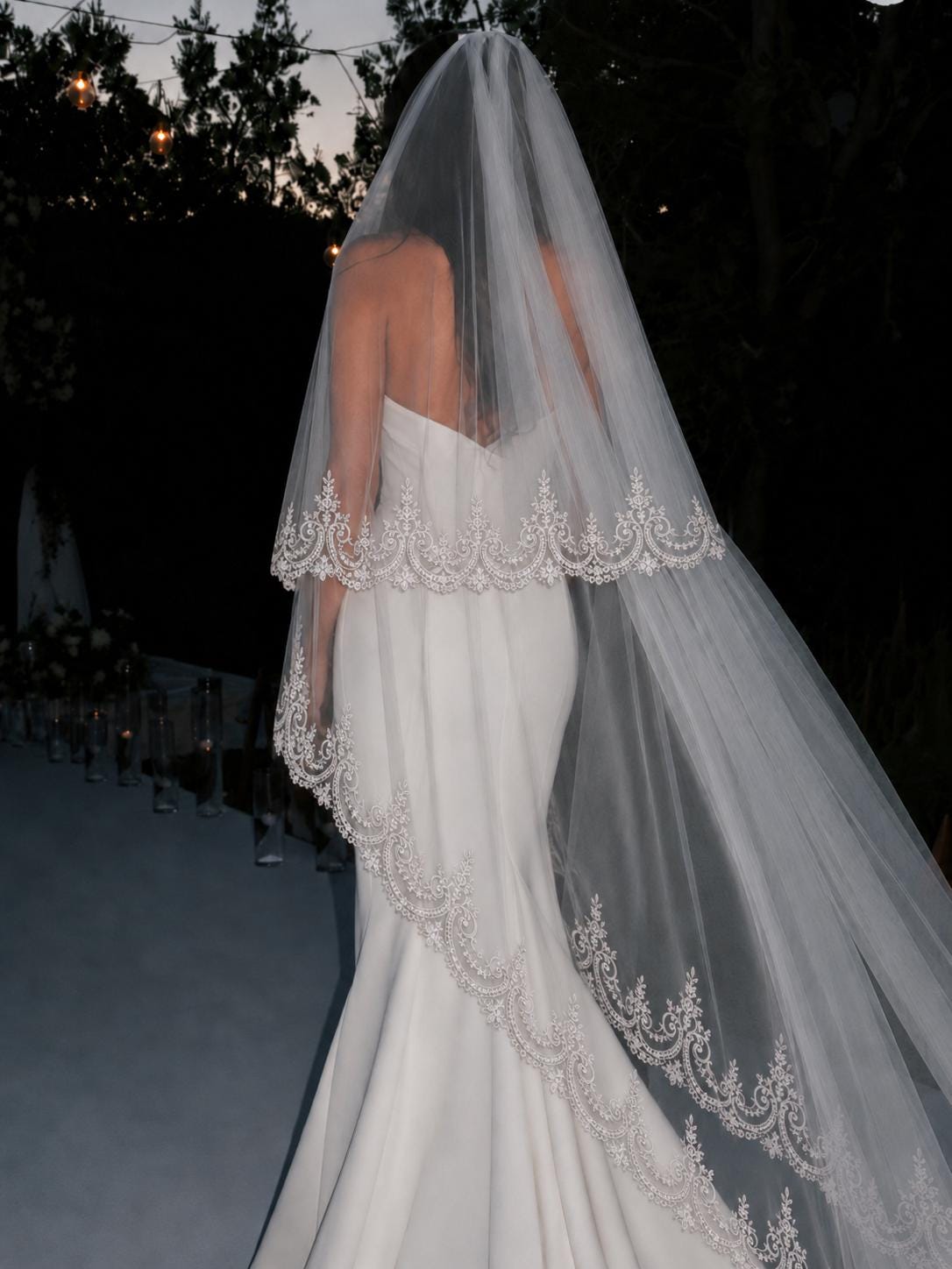 2 Tier Chantilly Lace Veil - Etsy