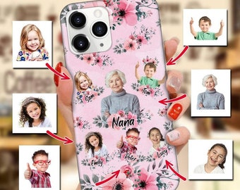 Grandma with Grandkids Customized Photo Flower Phone case,Gift for Mom, Grandma,Grandma Gift,Custom Name For iPhone,Samsung