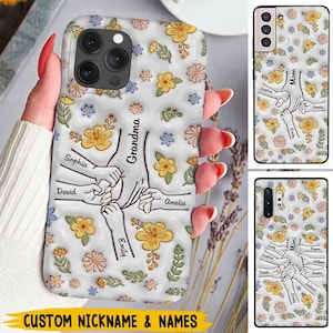 Je houdt onze handen vast, ook onze harten - familie, cadeau voor moeder, oma, aangepaste naam voor iPhone, Samsung, Moederdagcadeau, omacadeau, moedercadeau
