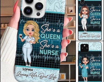 Pretty Doll Nurse Living Her Best Life Personalized Phone Case,Nurse's Day Gift For Nurse,Nurse Life,Custom Name For IPhone,Samsung