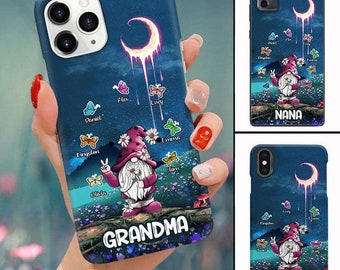 Personalized Nickname Grandma Gnome With Butterfly Kid's Name Phone Case,Custom Iphone,Samsung,Mother Day Gift,Gnome Phone Case
