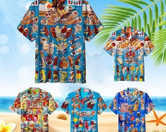 Chemise hawaïenne d'été, chemise hawaïenne crème glacée chemises hawaïennes Chemise hawaïenne pour homme, chemise crème glacée, plage de crème glacée, chemise de plage hawaïenne