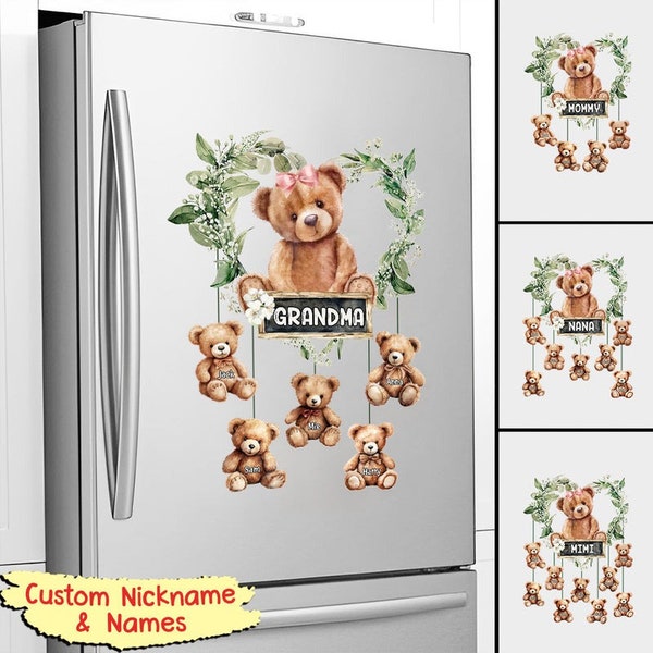 Grandma/mama Bear Heart Wreath Personalized Decal Mother's Day Gift,Grandma Gift,Decals are perfect for cars,walls,trucks,windows