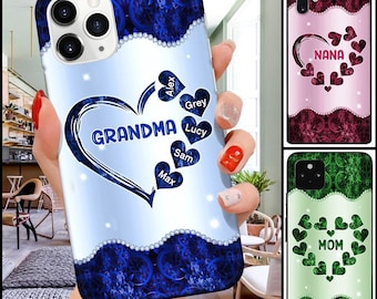 Gezegend om oma, Nana, Mimi Infinity Butterfly telefoonhoesje, aangepaste naam voor IPhone, Samsung, kerstcadeau, oma cadeau te worden genoemd