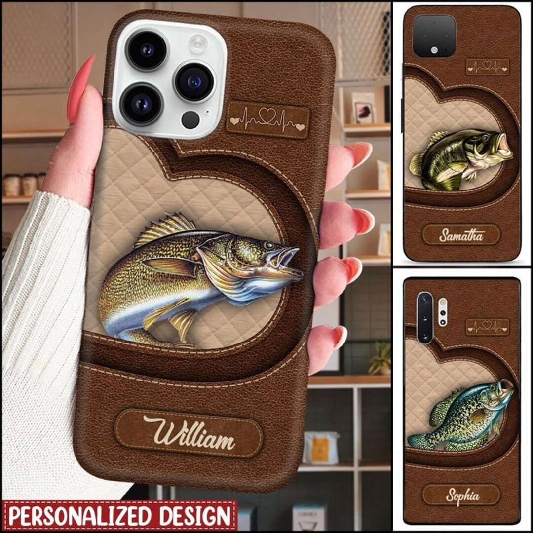 Personalized Fishing Lover Texture Leather Phone Casefishing Etsy