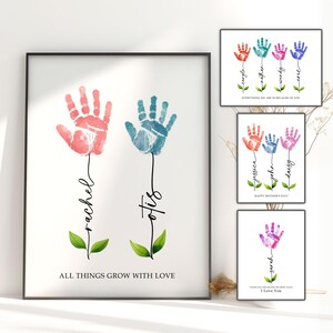 Mothers Day Handprint Print, Personalised Mom Gift, DIY Mum's Birthday, Baby's First Father's Day Craft, Baby Keepsake, Kids Gifts for Mommy