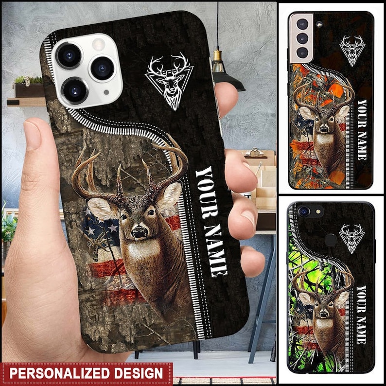 Zipper Deer Hunting Camo Pattern Personalized Phone Case,deer Hunting