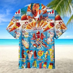 Hawaiiaans shirt zomer, Hawaiiaans shirt ijs Hawaiiaans shirts Hawaiiaans shirt heren, shirt ijs, Ice Cream Beach, Hawaiiaans strandshirt