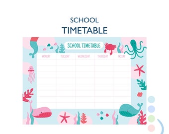 Printable School Weekly Schedule | Printable Download |Class and Room Schedule | Homework Schedule | Homeschool Schedule |TimeTable