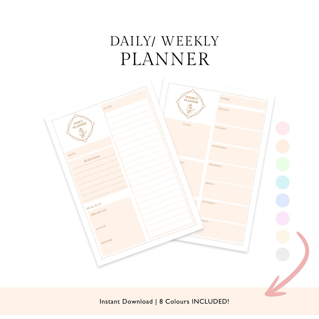 Daily and Weekly Planner Bundle, Editable PDF, Printable Planner - 8 ...