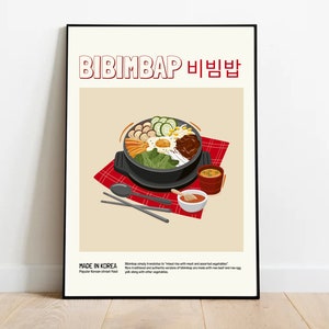 KOREANISCHES BIBIMBAP POSTER - Ein Geschmack von Soul | Minimalistisches Wanddekor | Digitaldrucke Poster Kunst Illustration | Sofort Download