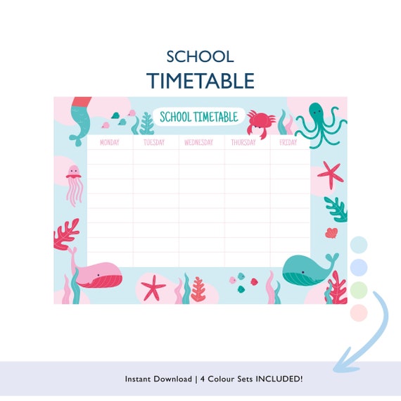 Printable School Weekly Schedule Printable Download class - Etsy