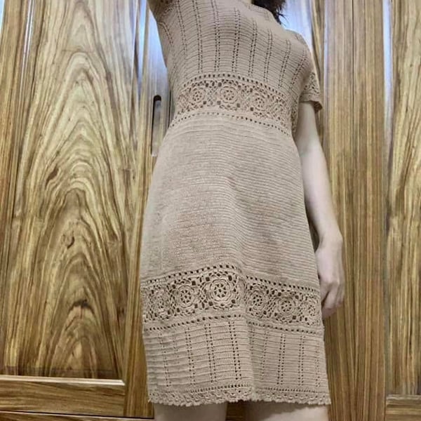 Robe au crochet cadeau fait à la main pour les femmes, robe au crochet Kute, robe faite à la main