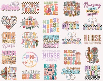 Retro Nurse PNG Bundle, Nurse Png, Nurse Sublimation Design, Nurse Sayings Png, Nurse Mom Png, Nursing Shirt Png, Vintage Nurse Png