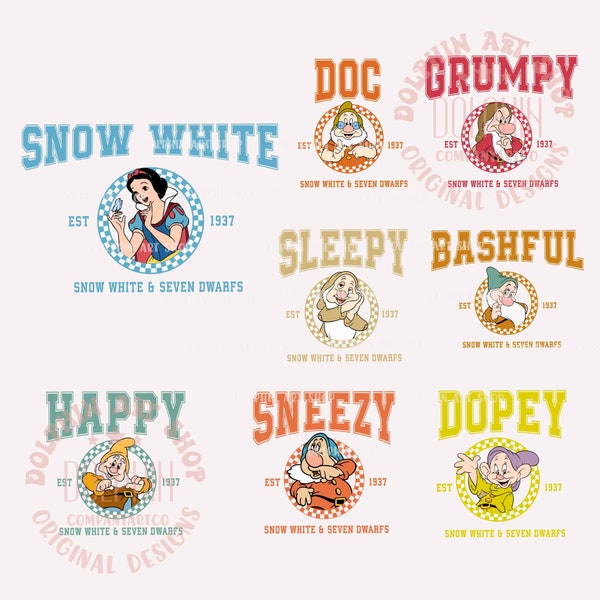 Bundle Seven Dwarfs SVG, Family Vacation Svg, Family Trip Svg, Vacay Mode, Magical Kingdom Svg, Family Matching Shirt, Digital Download