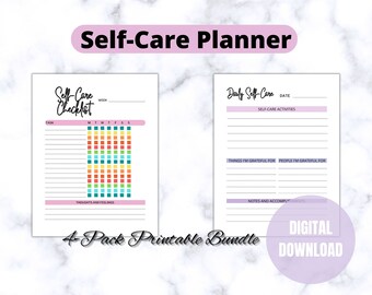 Liste de contrôle de soins personnels modifiable, Planificateur de soins personnels, Suivi de soins personnels, Imprimable, Journal d'amour de soi, Kit de santé mentale Mindfulness, Bien-être