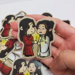 Pegatina de vinilo mate Hualian Hua Cheng y Xie Lian Chibi/Bendición del oficial del cielo/ TGCF/ MXTX
