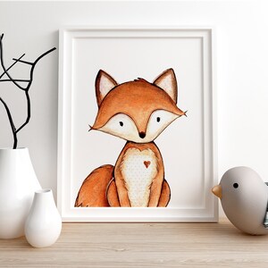 Wald Kinderzimmer Drucke, Fuchs Kinderzimmer Dekor, Wald Kinderzimmer Dekor, Fuchs Kinderzimmer Wandkunst, Geschlecht Neutral Kinderzimmer Drucke Junge Mädchen, Aquarell
