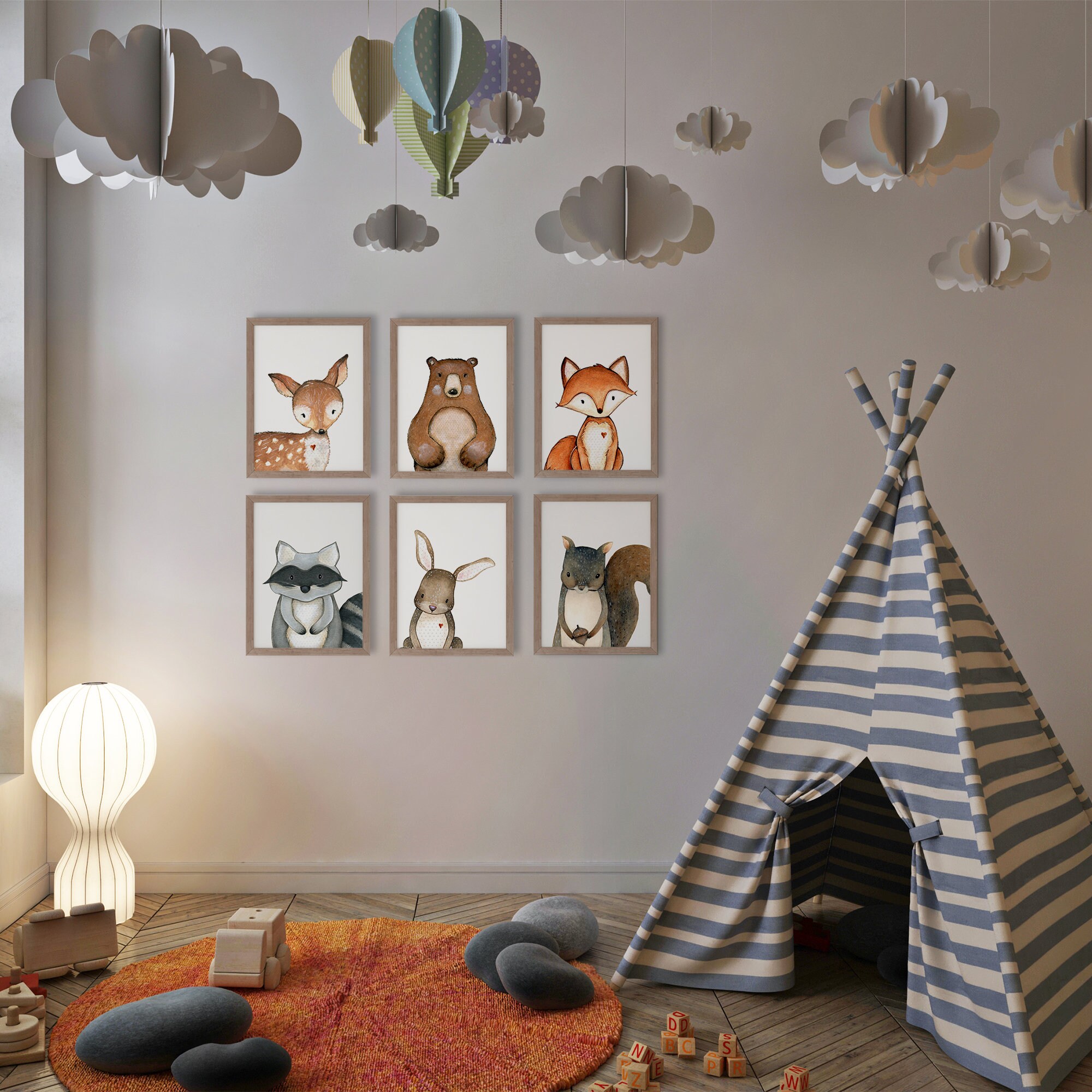 Woodland Nursery Wall Art, Set of 6 Prints, Woodland Nursery Decor ...
